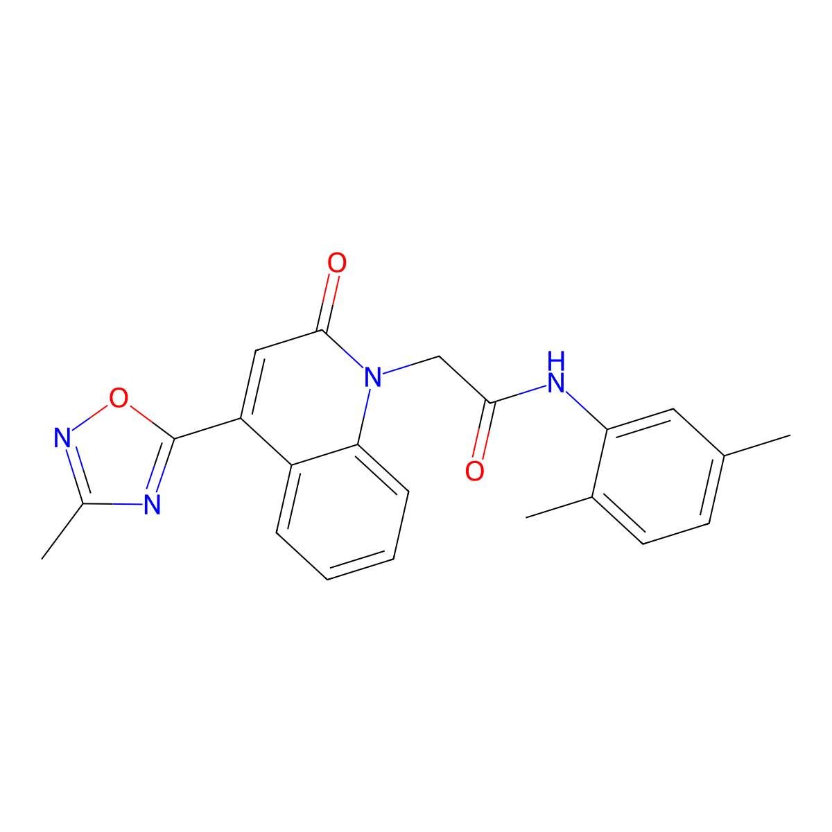 N-(2,5-dimethylphenyl)-2-[4-(3-methyl-1,2,4-oxadiazol-5-yl)-2-oxo-1,2-dihydroquinolin-1-yl]acetamide molecular structure, CAS 1251699-59-8