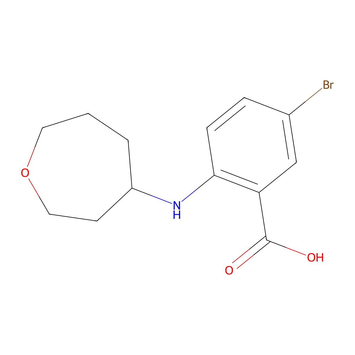 5-Bromo-2-[(oxepan-4-yl)amino]benzoic acid molecular structure, CAS 1251702-32-5