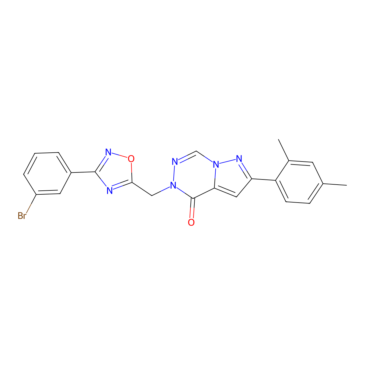 5-{[3-(3-bromophenyl)-1,2,4-oxadiazol-5-yl]methyl}-2-(2,4-dimethylphenyl)-4H,5H-pyrazolo[1,5-d][1,2,4]triazin-4-one molecular structure, CAS 1251702-63-2