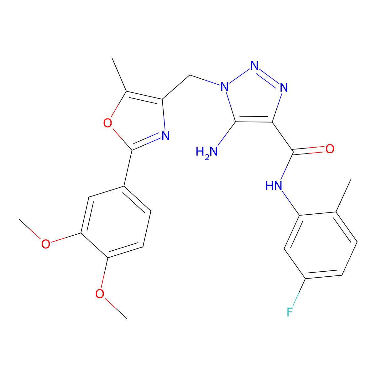 5-amino-1-{[2-(3,4-dimethoxyphenyl)-5-methyl-1,3-oxazol-4-yl]methyl}-N-(5-fluoro-2-methylphenyl)-1H-1,2,3-triazole-4-carboxamide molecular structure, CAS 1251702-65-4