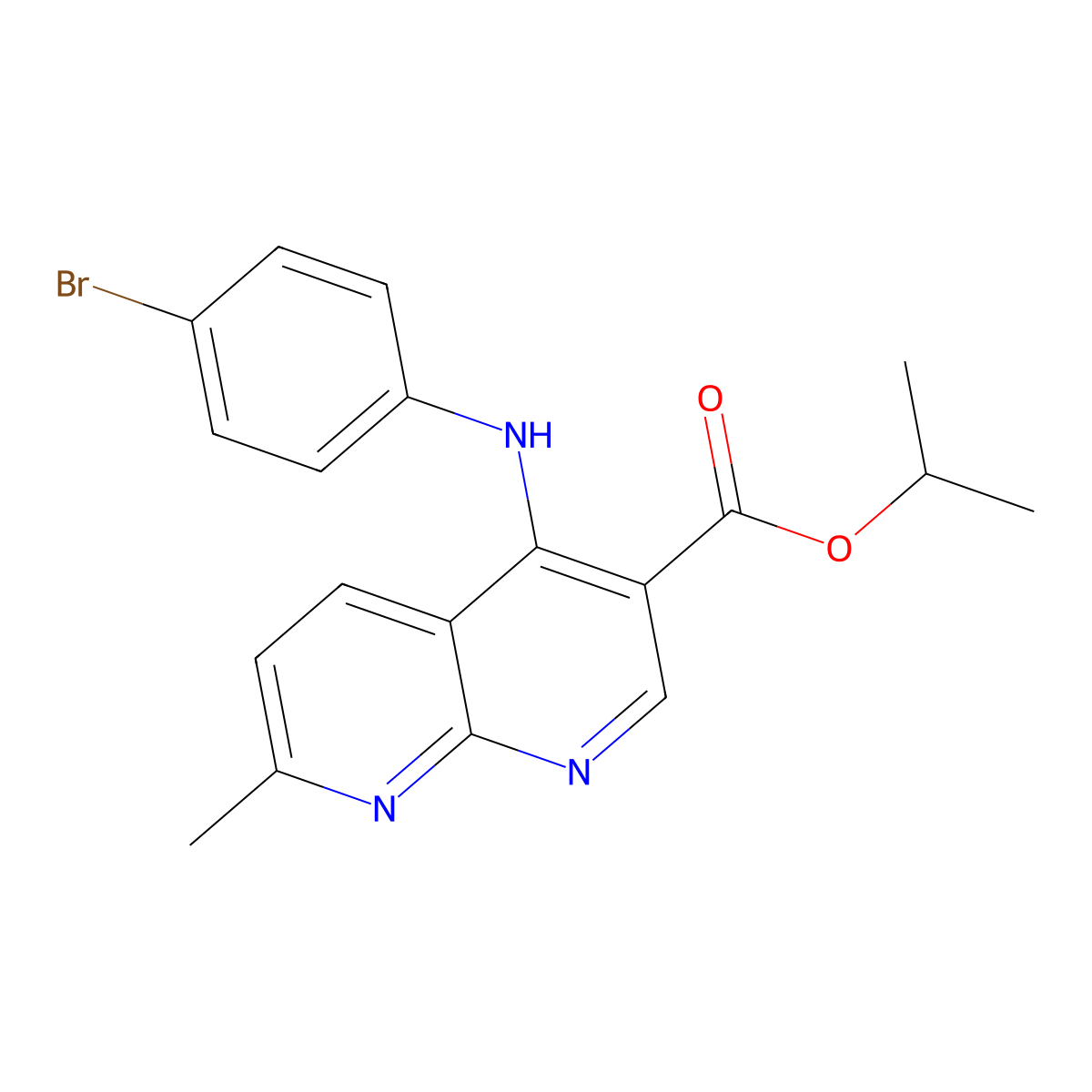 Propan-2-yl 4-[(4-bromophenyl)amino]-7-methyl-1,8-naphthyridine-3-carboxylate molecular structure, CAS 1251702-66-5