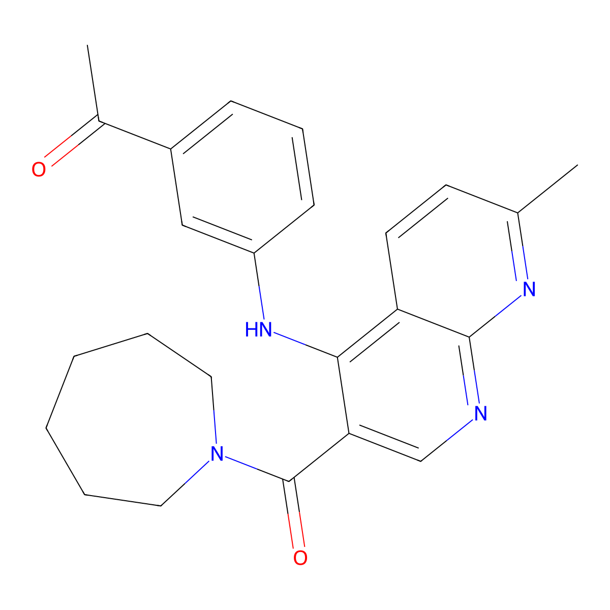 1-(3-{[3-(Azepane-1-carbonyl)-7-methyl-1,8-naphthyridin-4-yl]amino}phenyl)ethan-1-one molecular structure, CAS 1251702-73-4