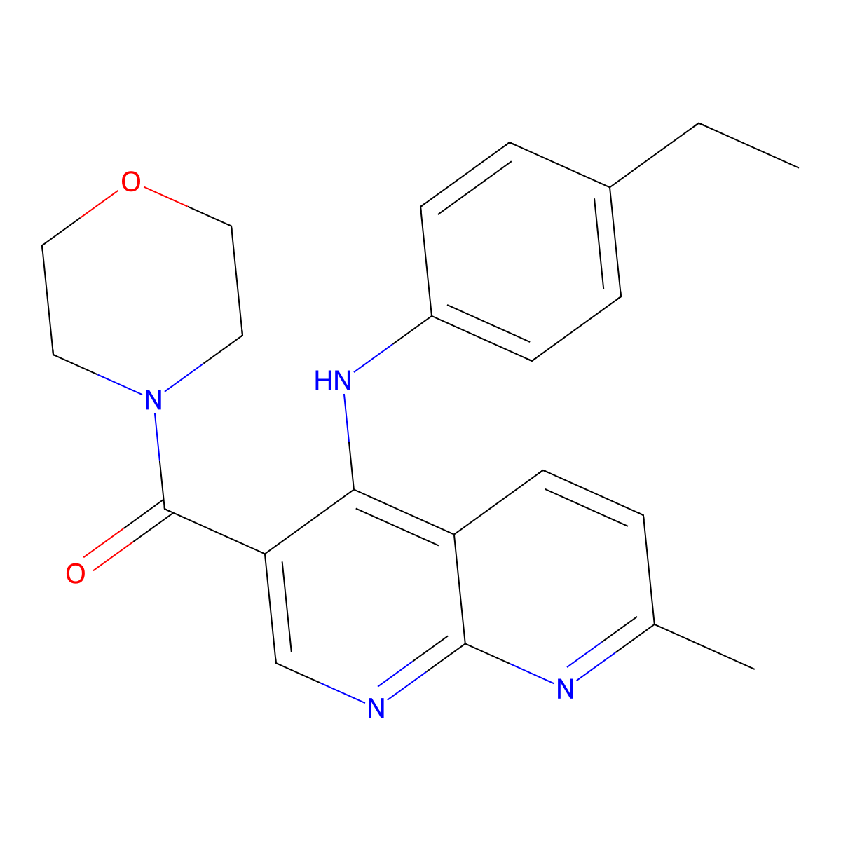 (4-((4-Ethylphenyl)amino)-7-methyl-1,8-naphthyridin-3-yl)(morpholino)methanone molecular structure, CAS 1251702-80-3
