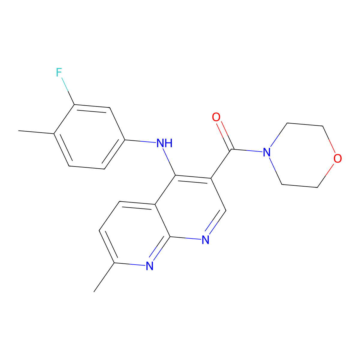 (4-((3-Fluoro-4-methylphenyl)amino)-7-methyl-1,8-naphthyridin-3-yl)(morpholino)methanone molecular structure, CAS 1251702-81-4