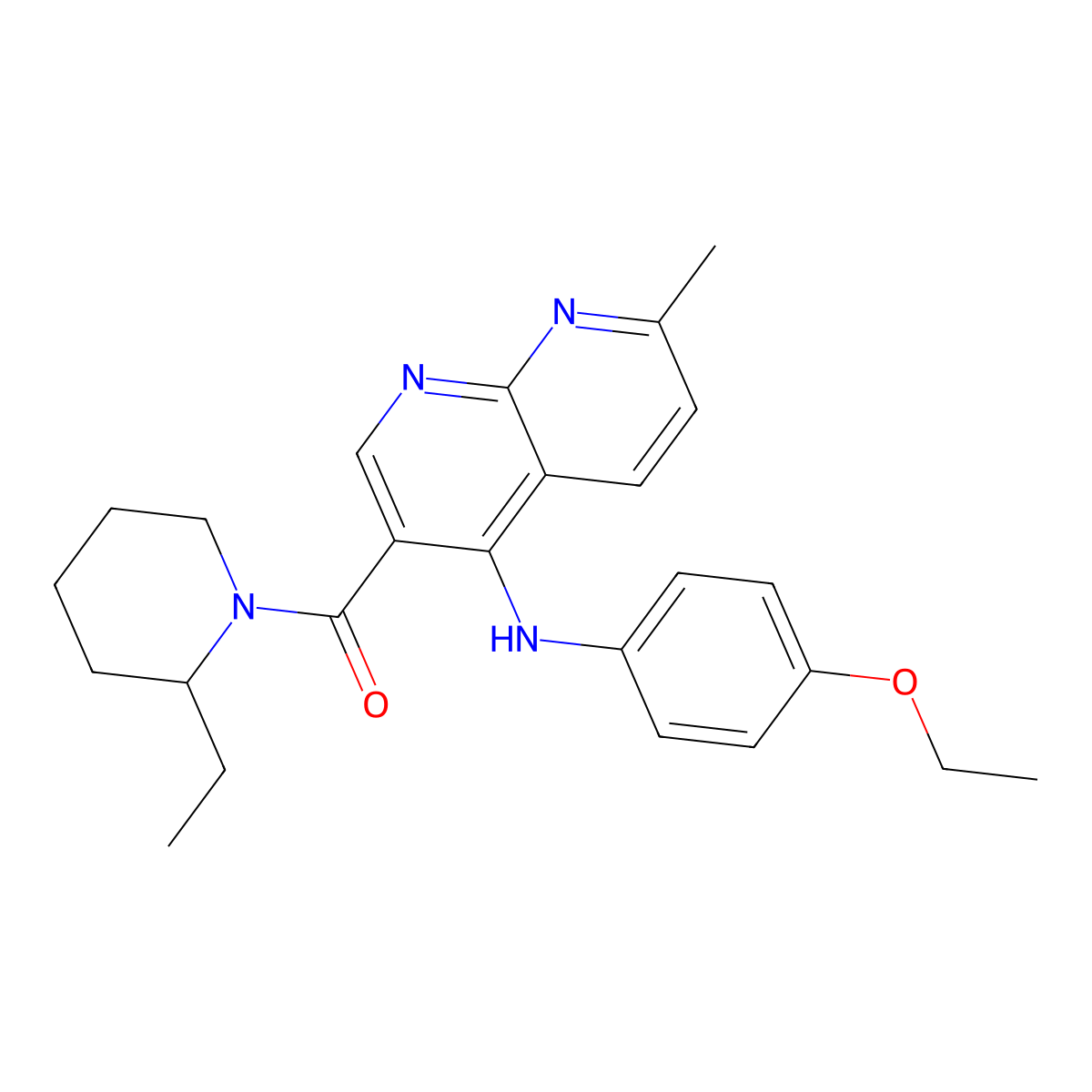 (4-((4-Ethoxyphenyl)amino)-7-methyl-1,8-naphthyridin-3-yl)(2-ethylpiperidin-1-yl)methanone molecular structure, CAS 1251702-89-2
