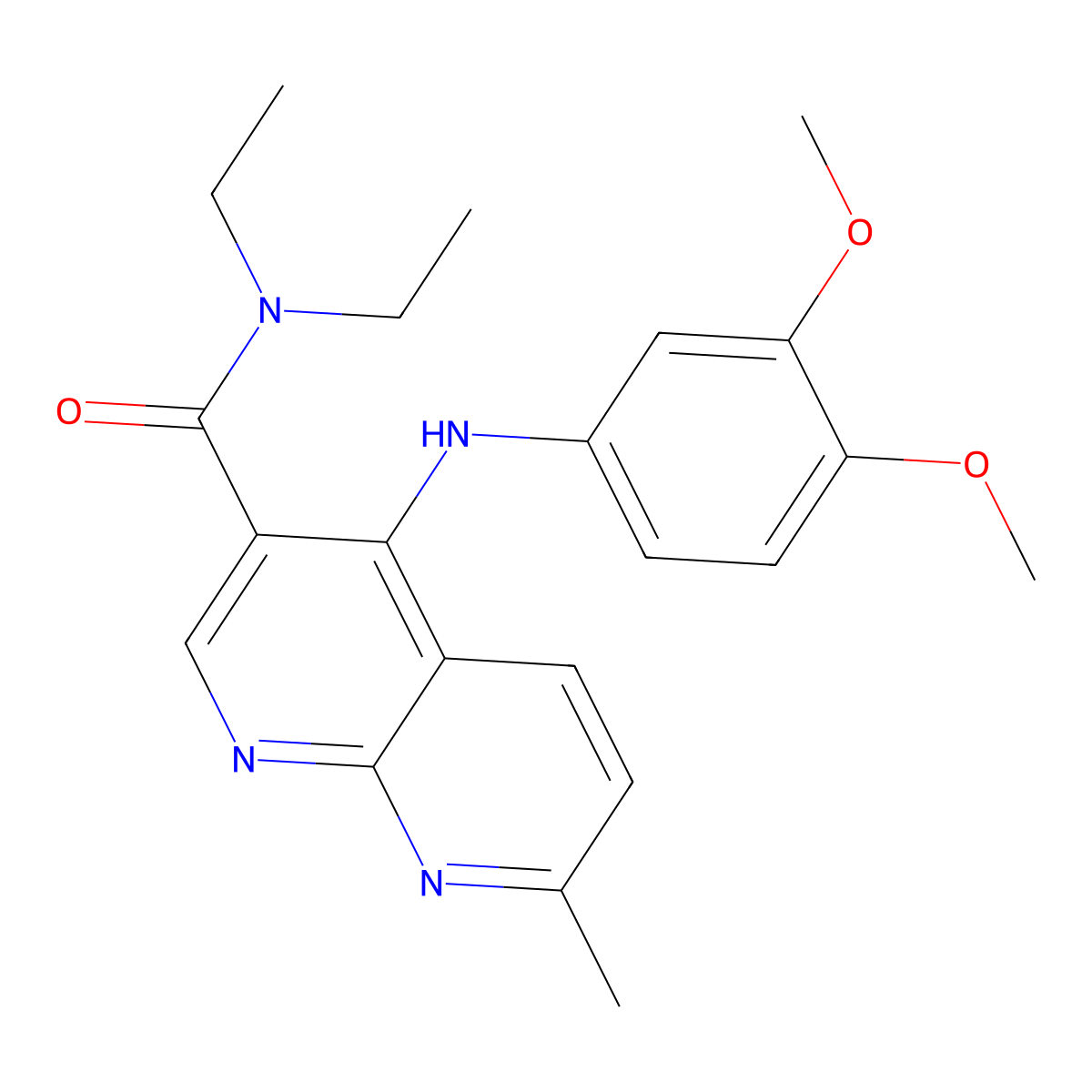 4-[(3,4-dimethoxyphenyl)amino]-N,N-diethyl-7-methyl-1,8-naphthyridine-3-carboxamide molecular structure, CAS 1251702-95-0