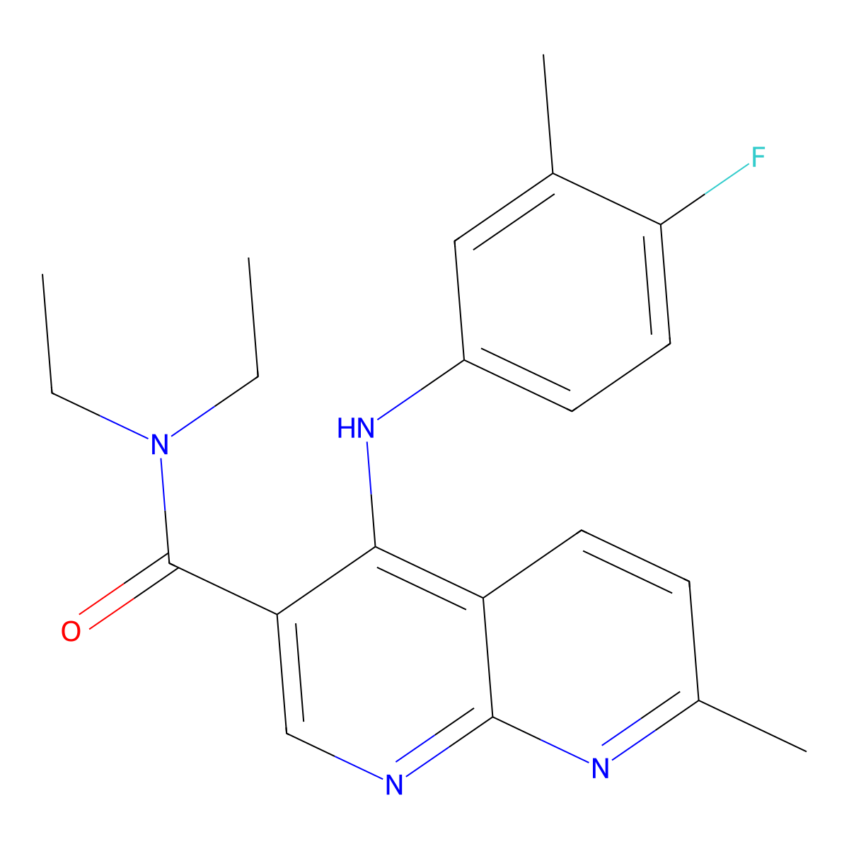 N,N-diethyl-4-[(4-fluoro-3-methylphenyl)amino]-7-methyl-1,8-naphthyridine-3-carboxamide molecular structure, CAS 1251702-96-1