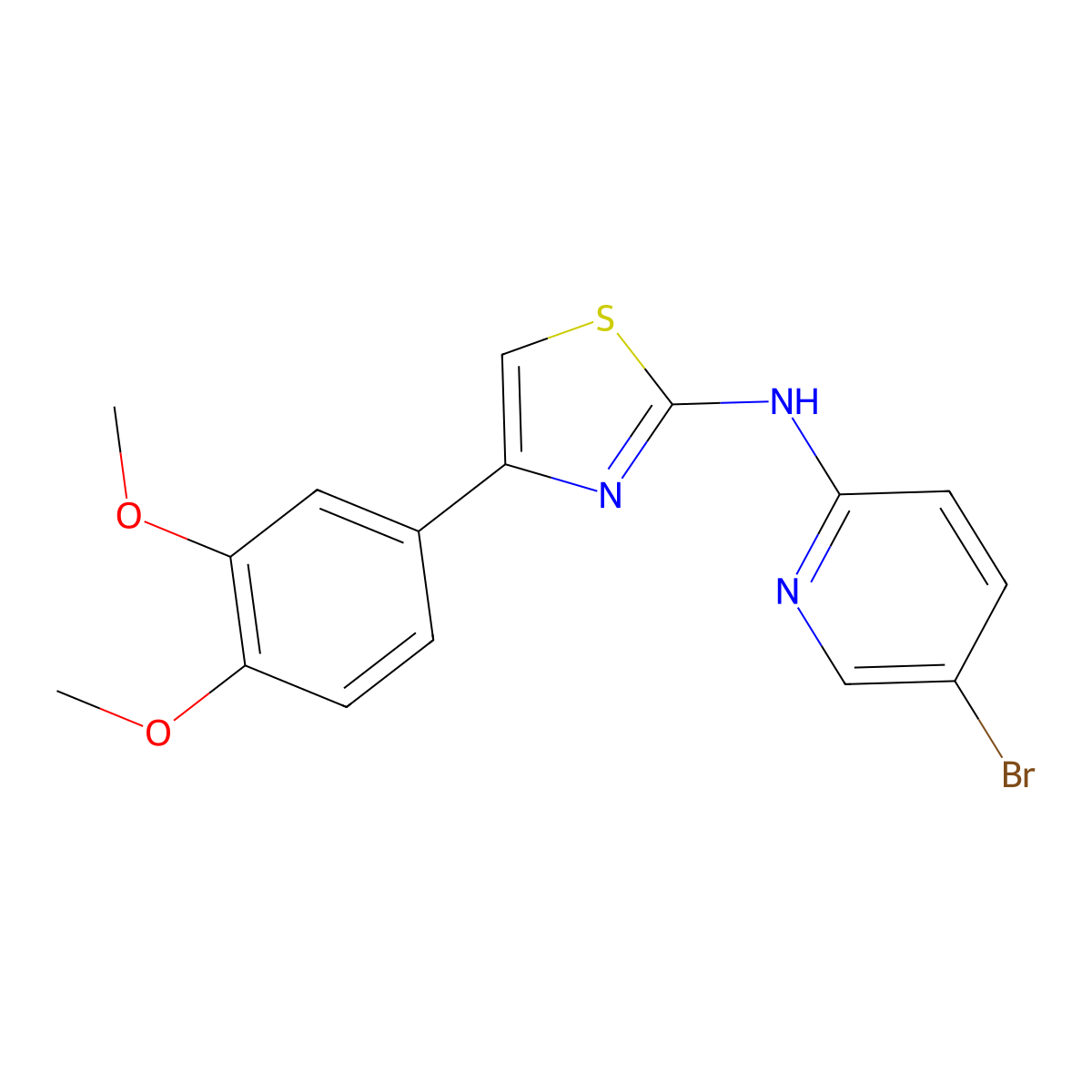 N-(5-bromopyridin-2-yl)-4-(3,4-dimethoxyphenyl)thiazol-2-amine molecular structure, CAS 1251703-10-2