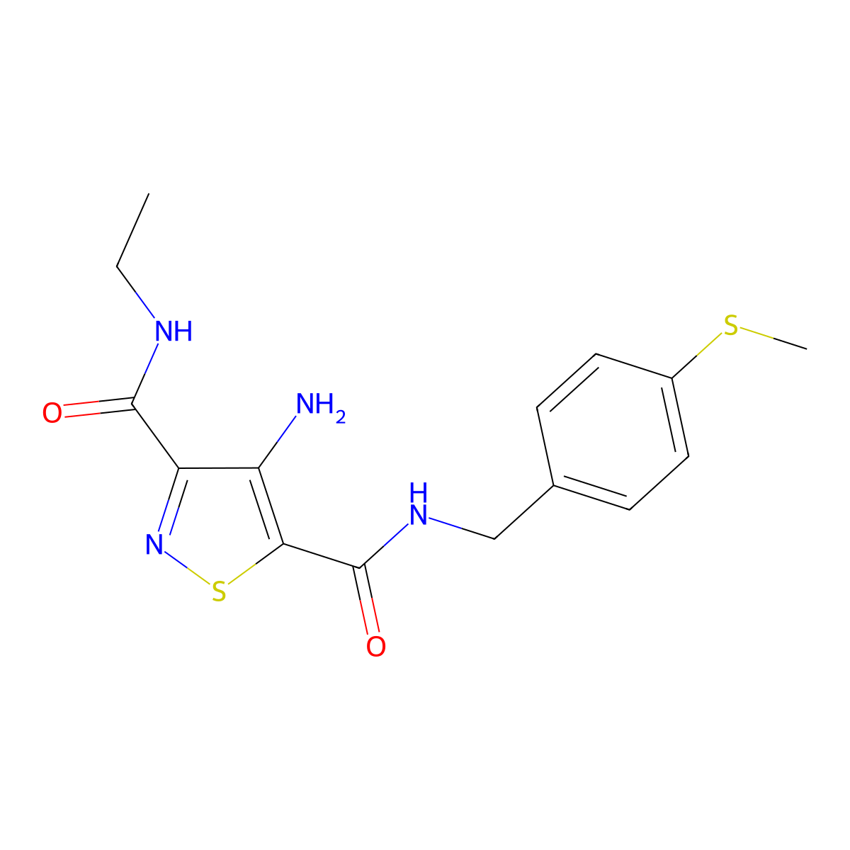 4-amino-N3-ethyl-N5-(4-(methylthio)benzyl)isothiazole-3,5-dicarboxamide molecular structure, CAS 1251703-11-3