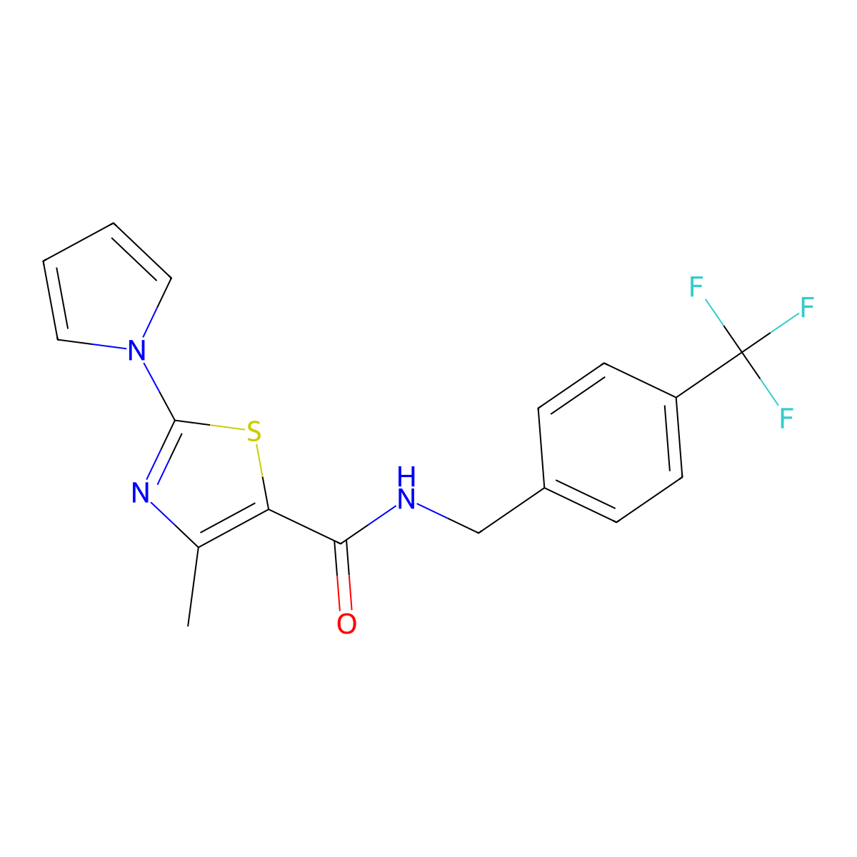 4-methyl-2-(1H-pyrrol-1-yl)-N-[4-(trifluoromethyl)benzyl]-1,3-thiazole-5-carboxamide molecular structure, CAS 1251703-12-4