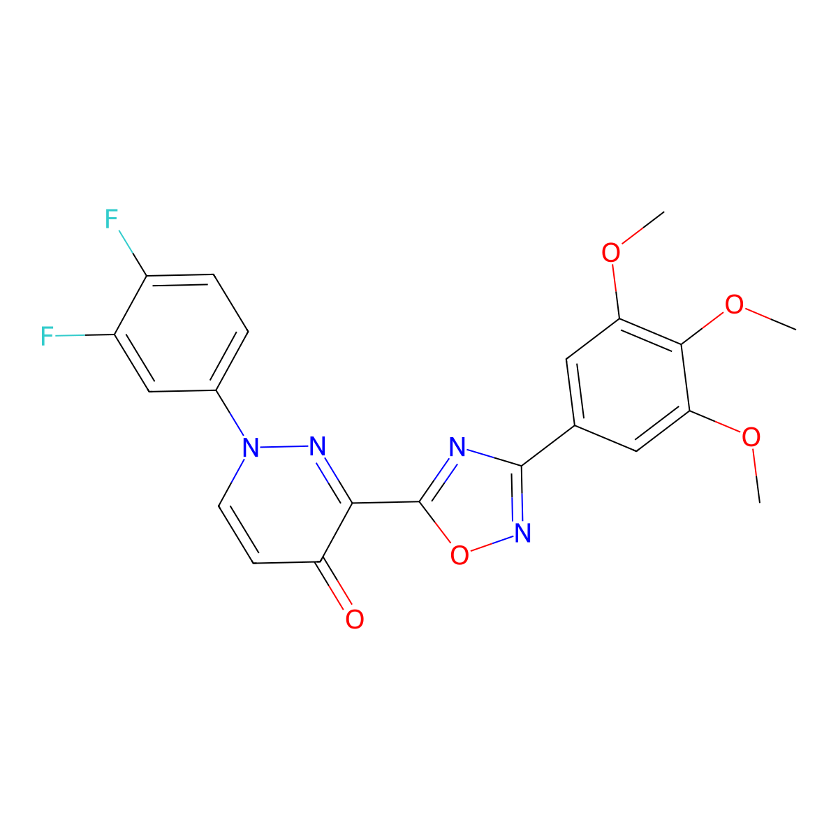 1-(3,4-difluorophenyl)-3-(3-(3,4,5-trimethoxyphenyl)-1,2,4-oxadiazol-5-yl)pyridazin-4(1H)-one molecular structure, CAS 1251703-18-0