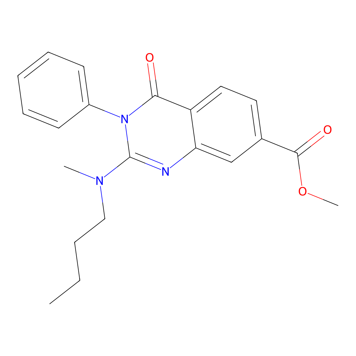 Methyl 2-[butyl(methyl)amino]-4-oxo-3-phenyl-3,4-dihydroquinazoline-7-carboxylate molecular structure, CAS 1251703-19-1