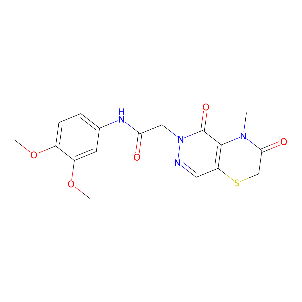 N-(3,4-dimethoxyphenyl)-2-{4-methyl-3,5-dioxo-2H,3H,4H,5H,6H-pyridazino[4,5-b][1,4]thiazin-6-yl}acetamide molecular structure, CAS 1251703-29-3