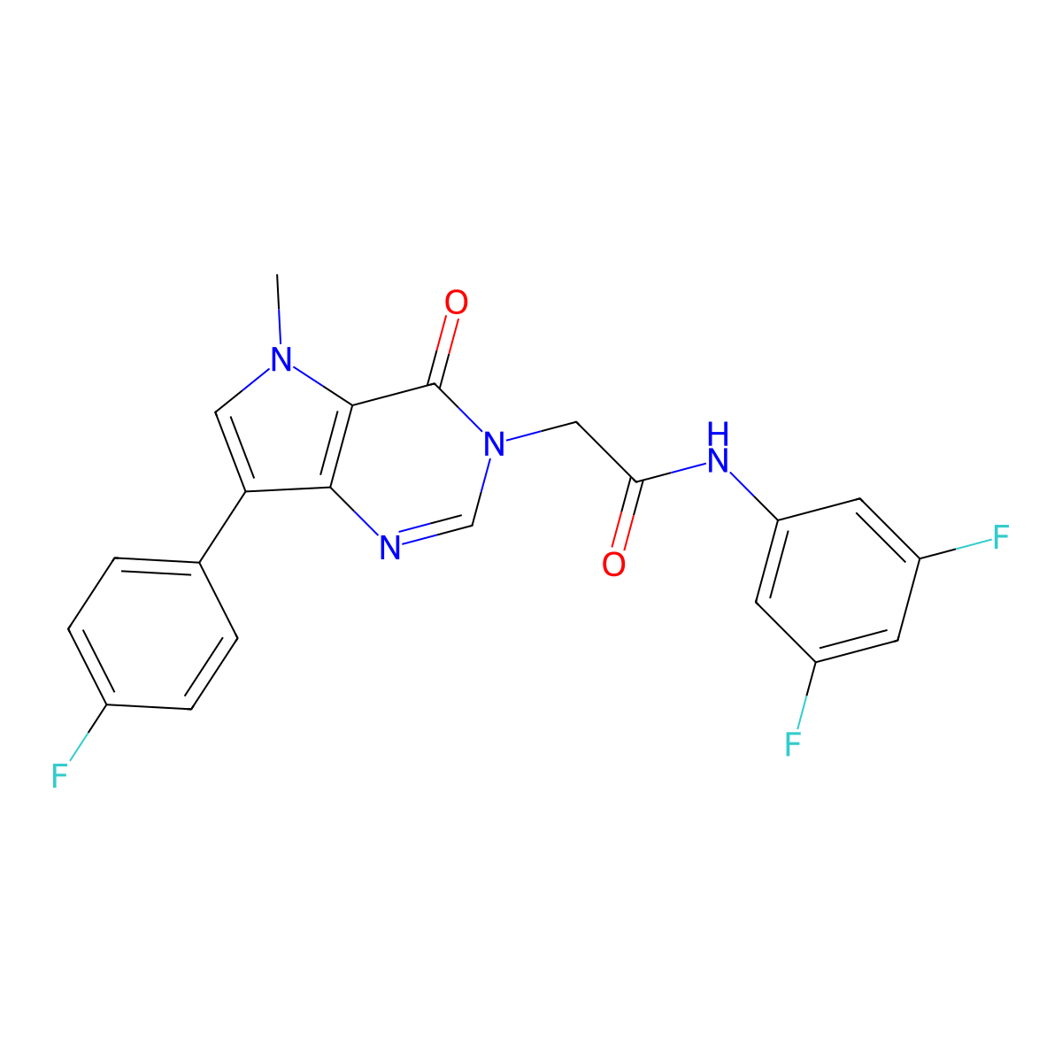 N-(3,5-difluorophenyl)-2-(7-(4-fluorophenyl)-5-methyl-4-oxo-4,5-dihydro-3H-pyrrolo[3,2-d]pyrimidin-3-yl)acetamide molecular structure, CAS 1251703-35-1