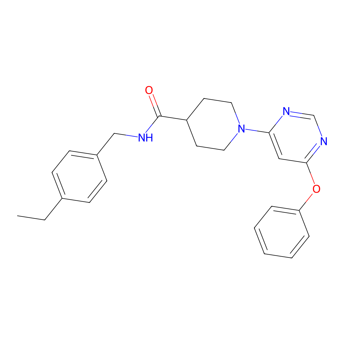 N-(4-ethylbenzyl)-1-(6-phenoxypyrimidin-4-yl)piperidine-4-carboxamide molecular structure, CAS 1251703-41-9