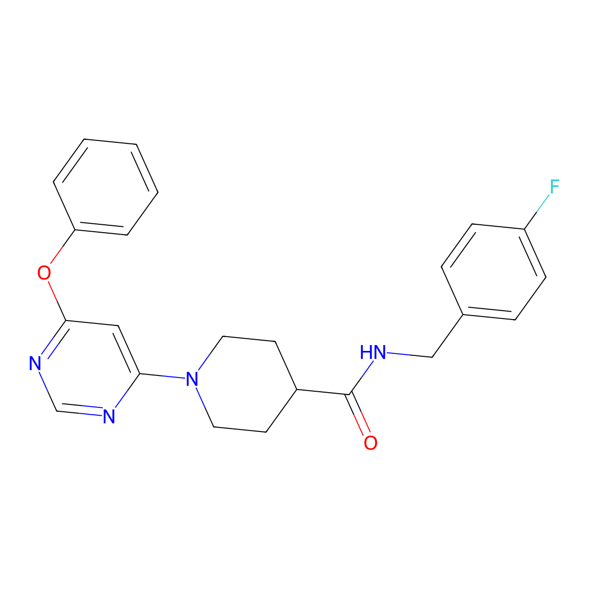 N-(4-fluorobenzyl)-1-(6-phenoxypyrimidin-4-yl)piperidine-4-carboxamide molecular structure, CAS 1251703-42-0