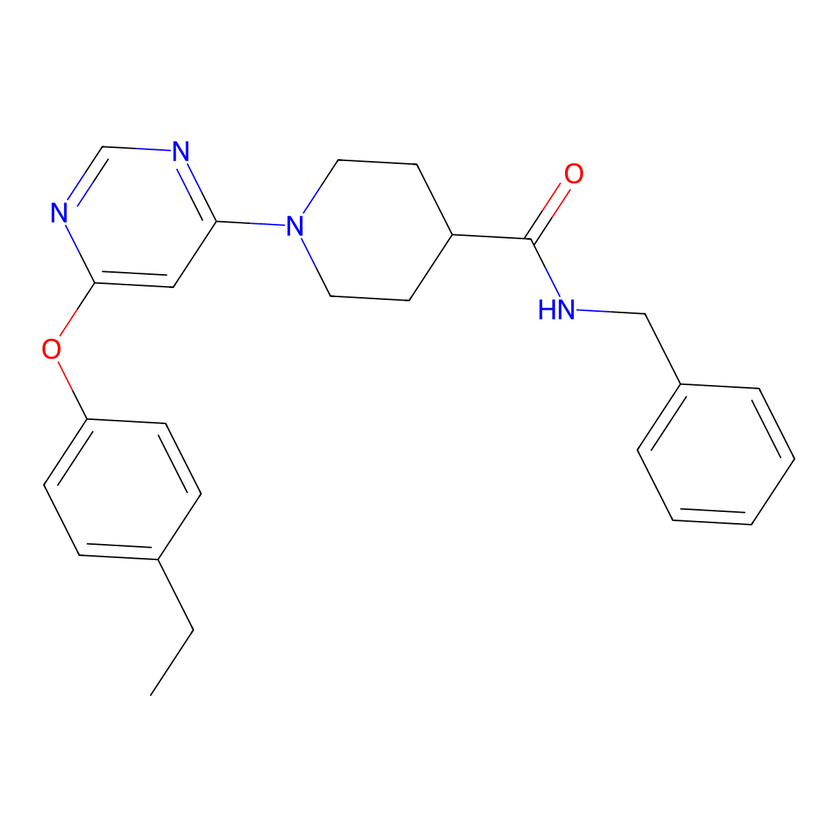 N-benzyl-1-[6-(4-ethylphenoxy)pyrimidin-4-yl]piperidine-4-carboxamide molecular structure, CAS 1251703-43-1