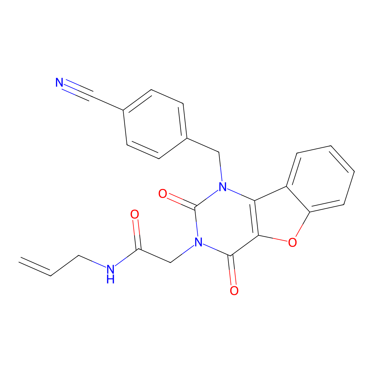 N-allyl-2-(1-(4-cyanobenzyl)-2,4-dioxo-1,2-dihydrobenzofuro[3,2-d]pyrimidin-3(4H)-yl)acetamide molecular structure, CAS 1251703-54-4