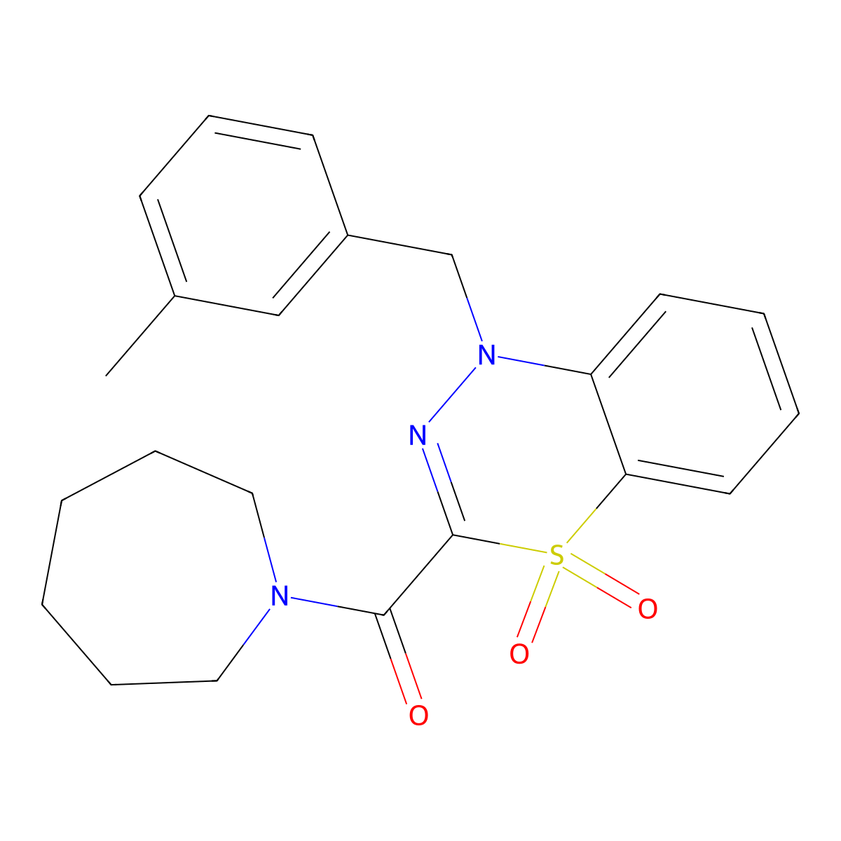 3-(azepane-1-carbonyl)-1-[(3-methylphenyl)methyl]-1H-4lambda6,1,2-benzothiadiazine-4,4-dione molecular structure, CAS 1251703-57-7