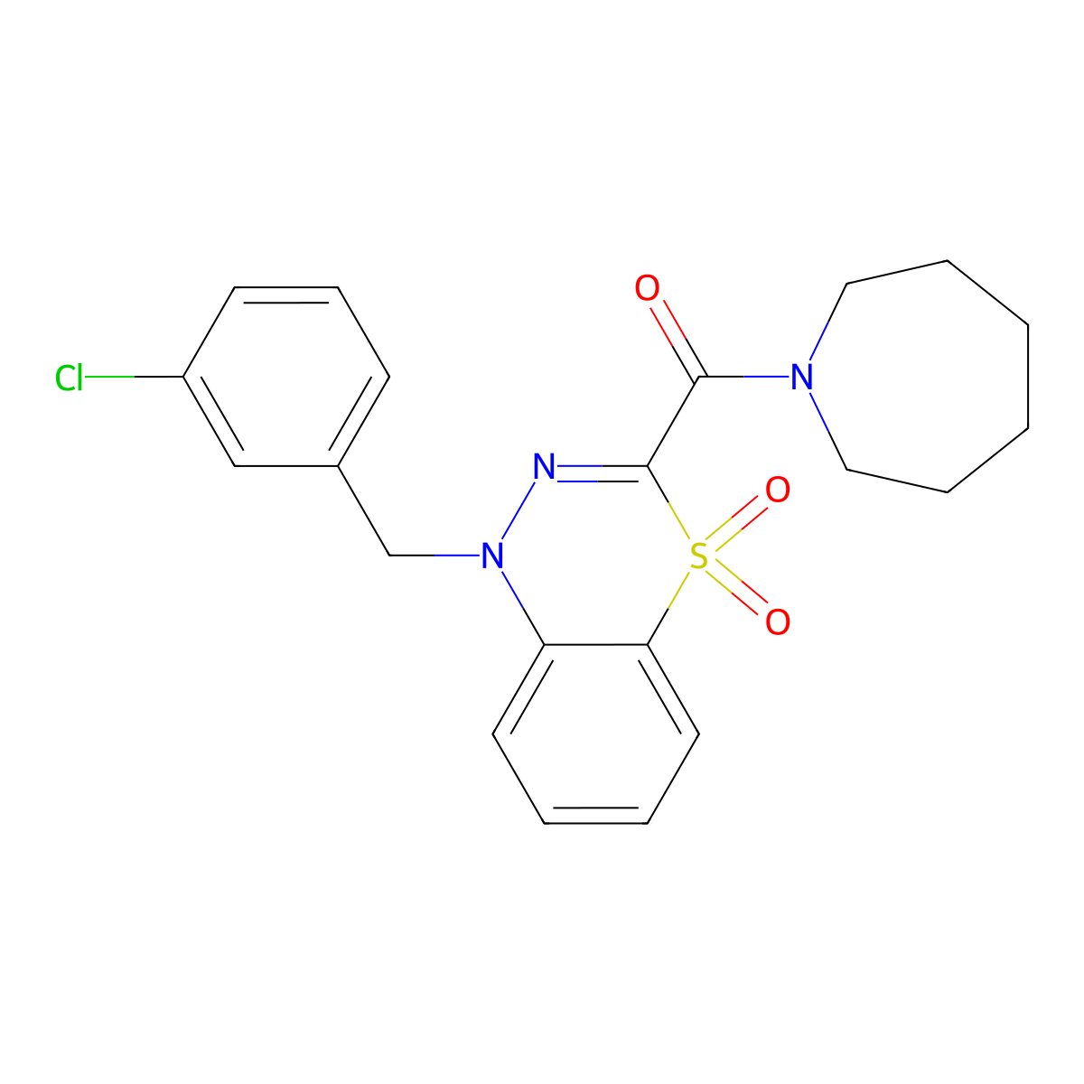 3-(azepane-1-carbonyl)-1-[(3-chlorophenyl)methyl]-1H-4lambda6,1,2-benzothiadiazine-4,4-dione molecular structure, CAS 1251703-58-8