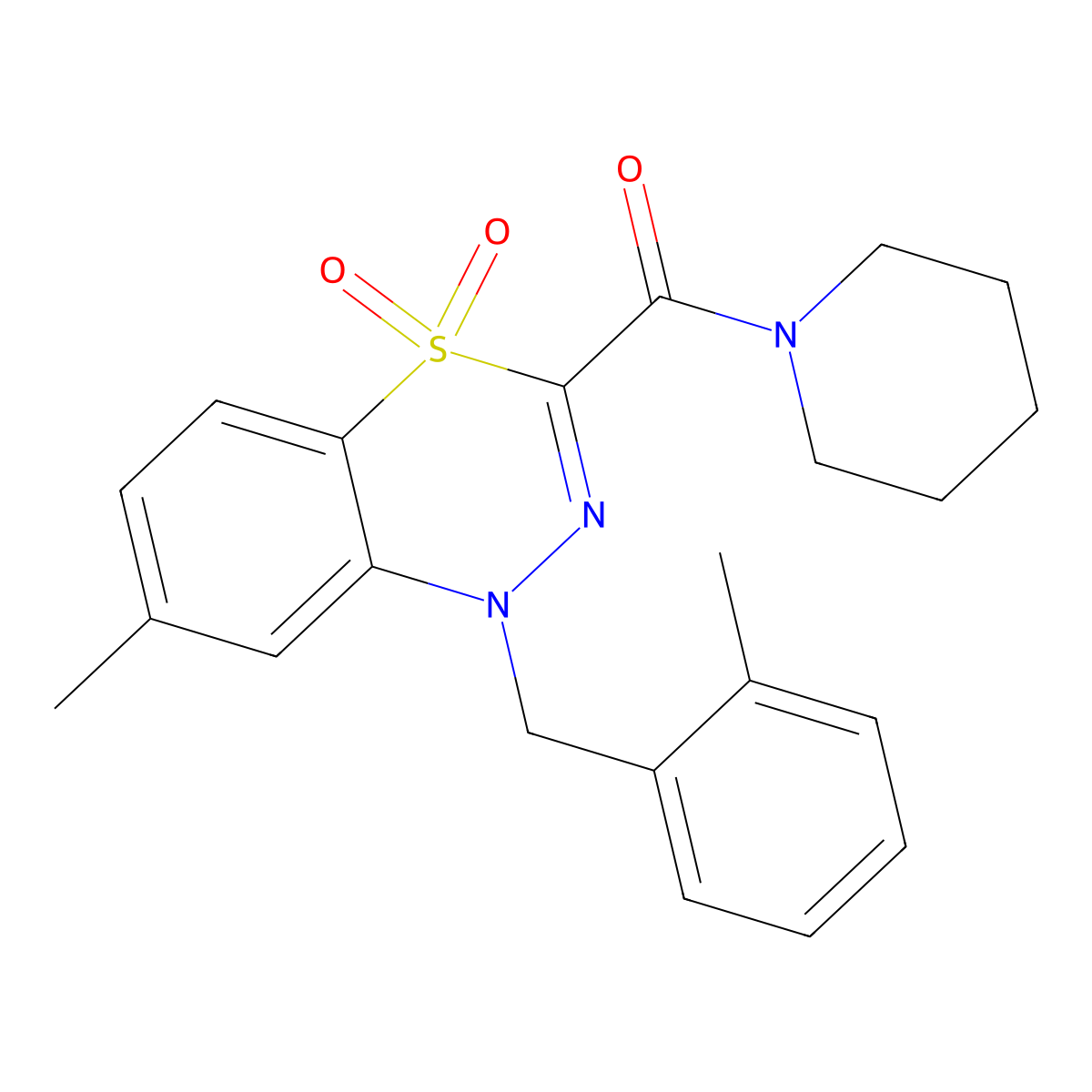 7-methyl-1-[(2-methylphenyl)methyl]-3-(piperidine-1-carbonyl)-1H-4lambda6,1,2-benzothiadiazine-4,4-dione molecular structure, CAS 1251703-62-4