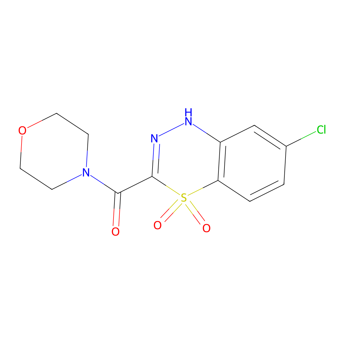 7-chloro-3-(morpholin-4-ylcarbonyl)-1H-4,1,2-benzothiadiazine 4,4-dioxide molecular structure, CAS 1251703-64-6