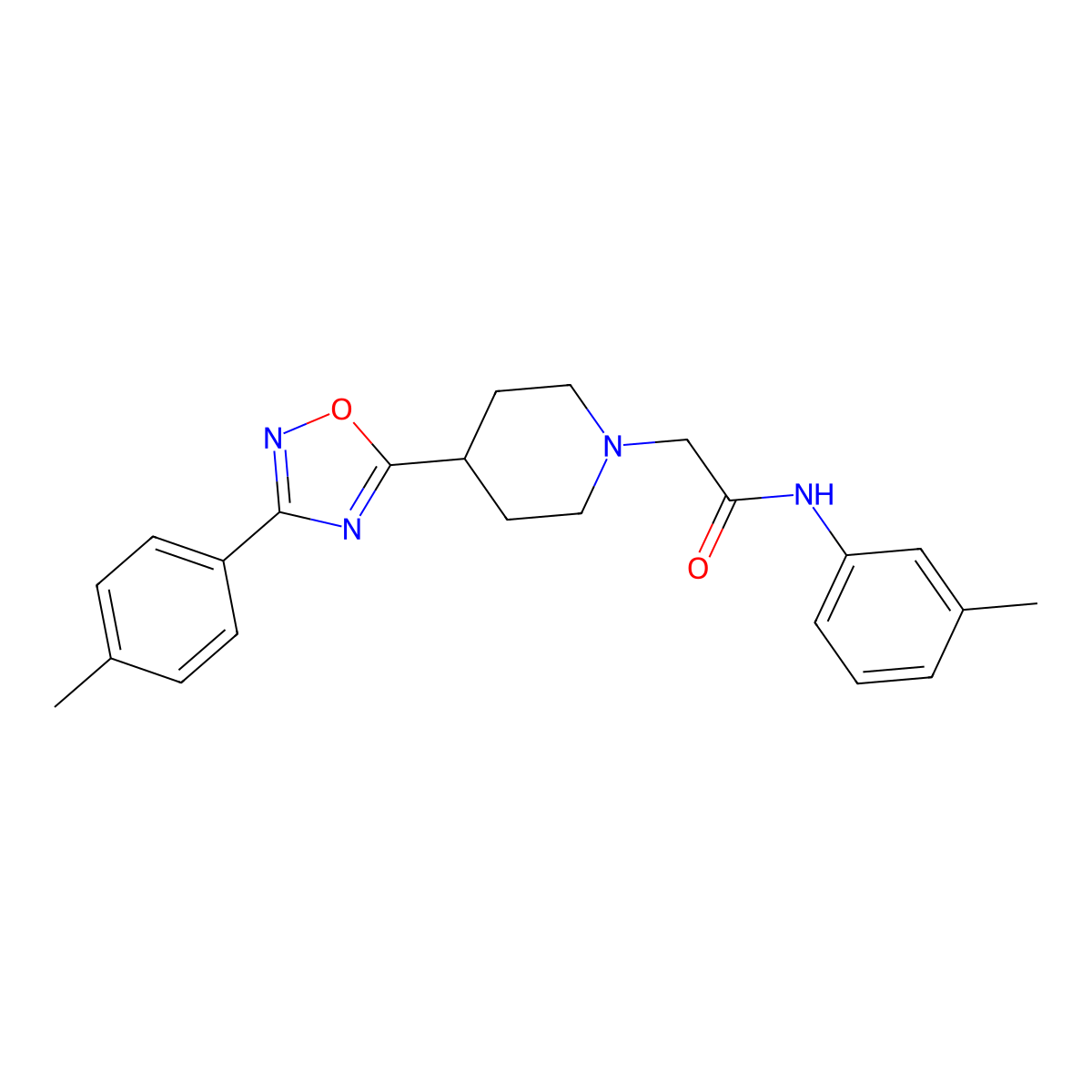 N-(m-tolyl)-2-(4-(3-(p-tolyl)-1,2,4-oxadiazol-5-yl)piperidin-1-yl)acetamide molecular structure, CAS 1251703-72-6