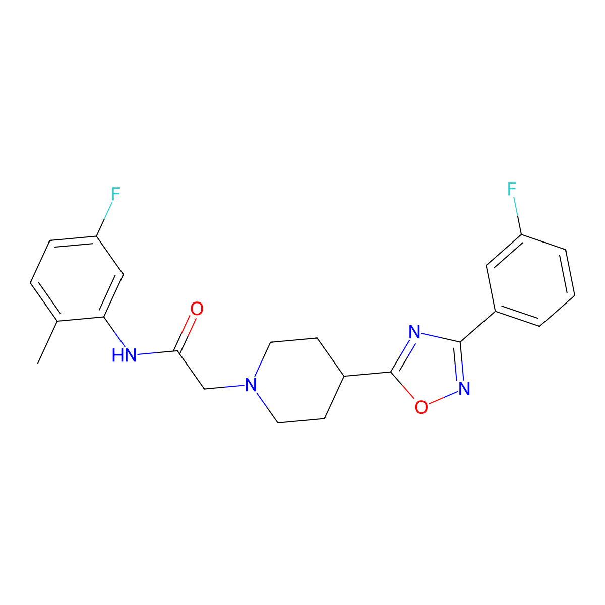 N-(5-fluoro-2-methylphenyl)-2-{4-[3-(3-fluorophenyl)-1,2,4-oxadiazol-5-yl]piperidin-1-yl}acetamide molecular structure, CAS 1251703-73-7