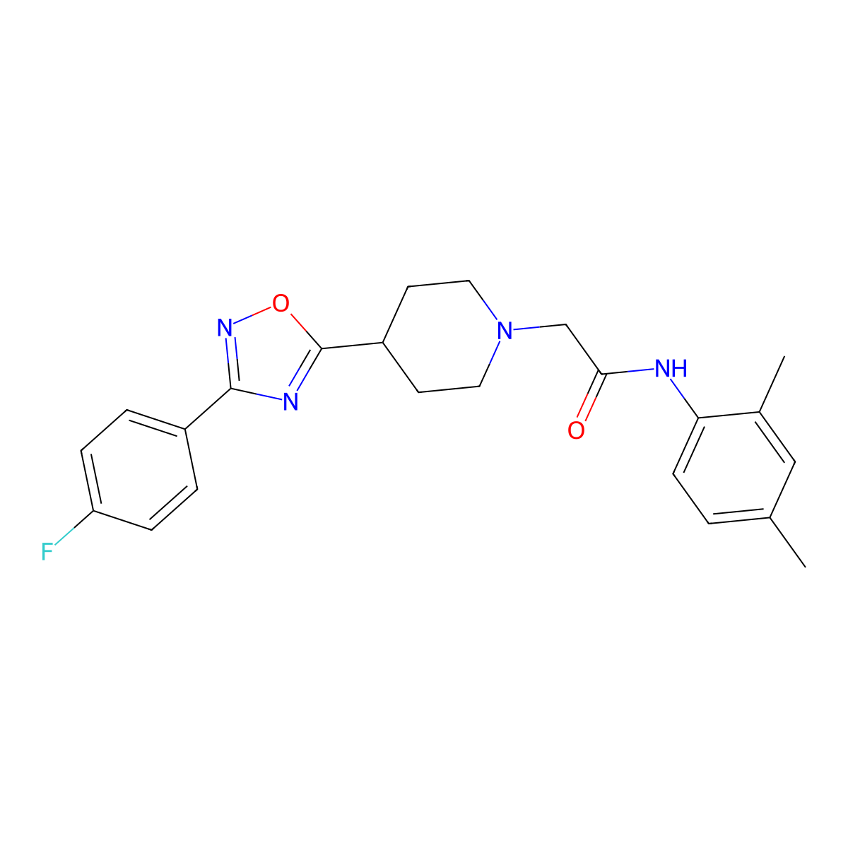 N-(2,4-dimethylphenyl)-2-{4-[3-(4-fluorophenyl)-1,2,4-oxadiazol-5-yl]piperidin-1-yl}acetamide molecular structure, CAS 1251703-74-8