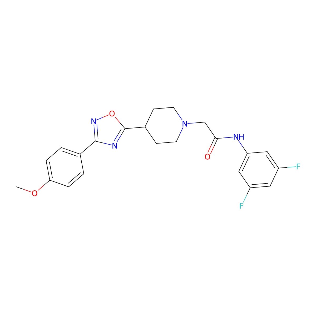 N-(3,5-difluorophenyl)-2-{4-[3-(4-methoxyphenyl)-1,2,4-oxadiazol-5-yl]piperidin-1-yl}acetamide molecular structure, CAS 1251703-76-0