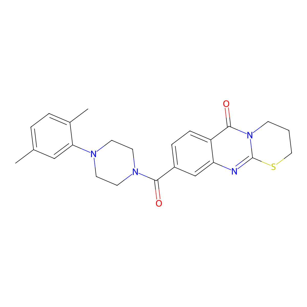 9-(4-(2,5-dimethylphenyl)piperazine-1-carbonyl)-3,4-dihydro-[1,3]thiazino[2,3-b]quinazolin-6(2H)-one molecular structure, CAS 1251703-81-7