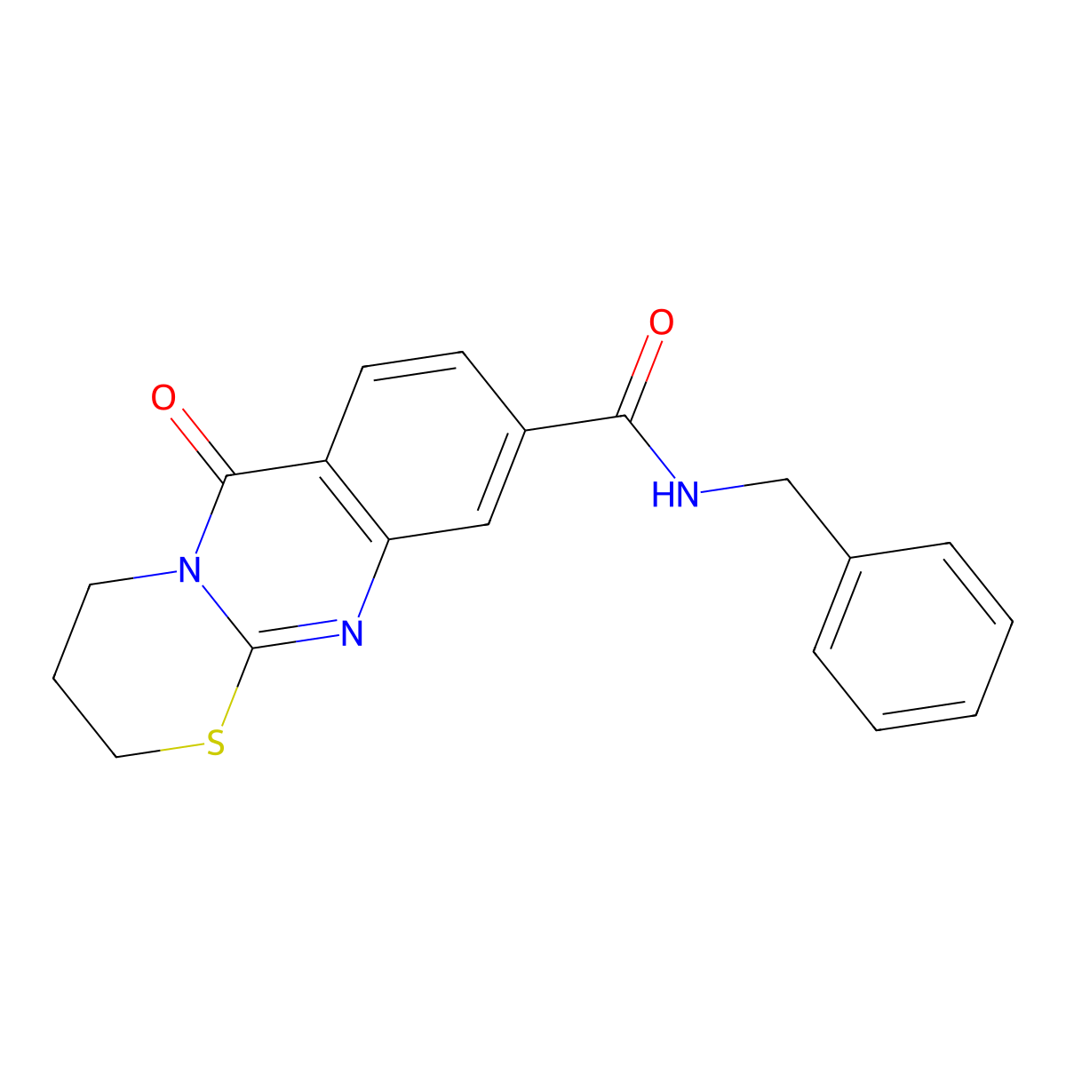 N-benzyl-6-oxo-2,3,4,6-tetrahydro-[1,3]thiazino[2,3-b]quinazoline-9-carboxamide molecular structure, CAS 1251703-82-8