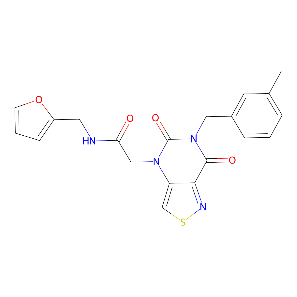 N-(2-furylmethyl)-2-[6-(3-methylbenzyl)-5,7-dioxo-6,7-dihydroisothiazolo[4,3-d]pyrimidin-4(5H)-yl]acetamide molecular structure, CAS 1251703-85-1