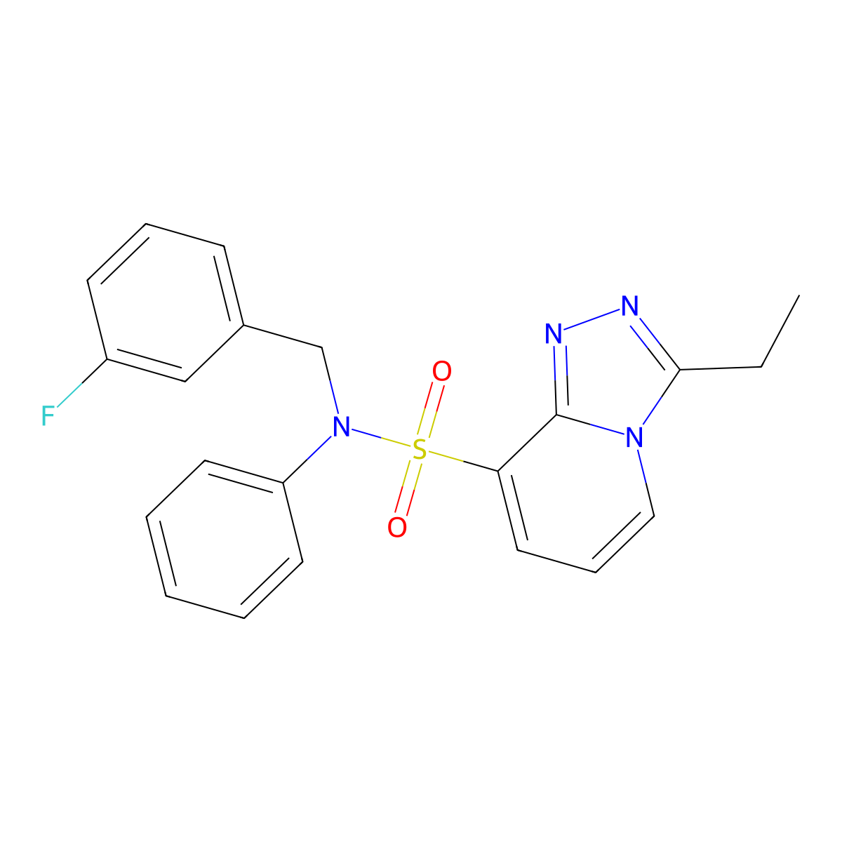 3-ethyl-N-[(3-fluorophenyl)methyl]-N-phenyl-[1,2,4]triazolo[4,3-a]pyridine-8-sulfonamide molecular structure, CAS 1251704-03-6
