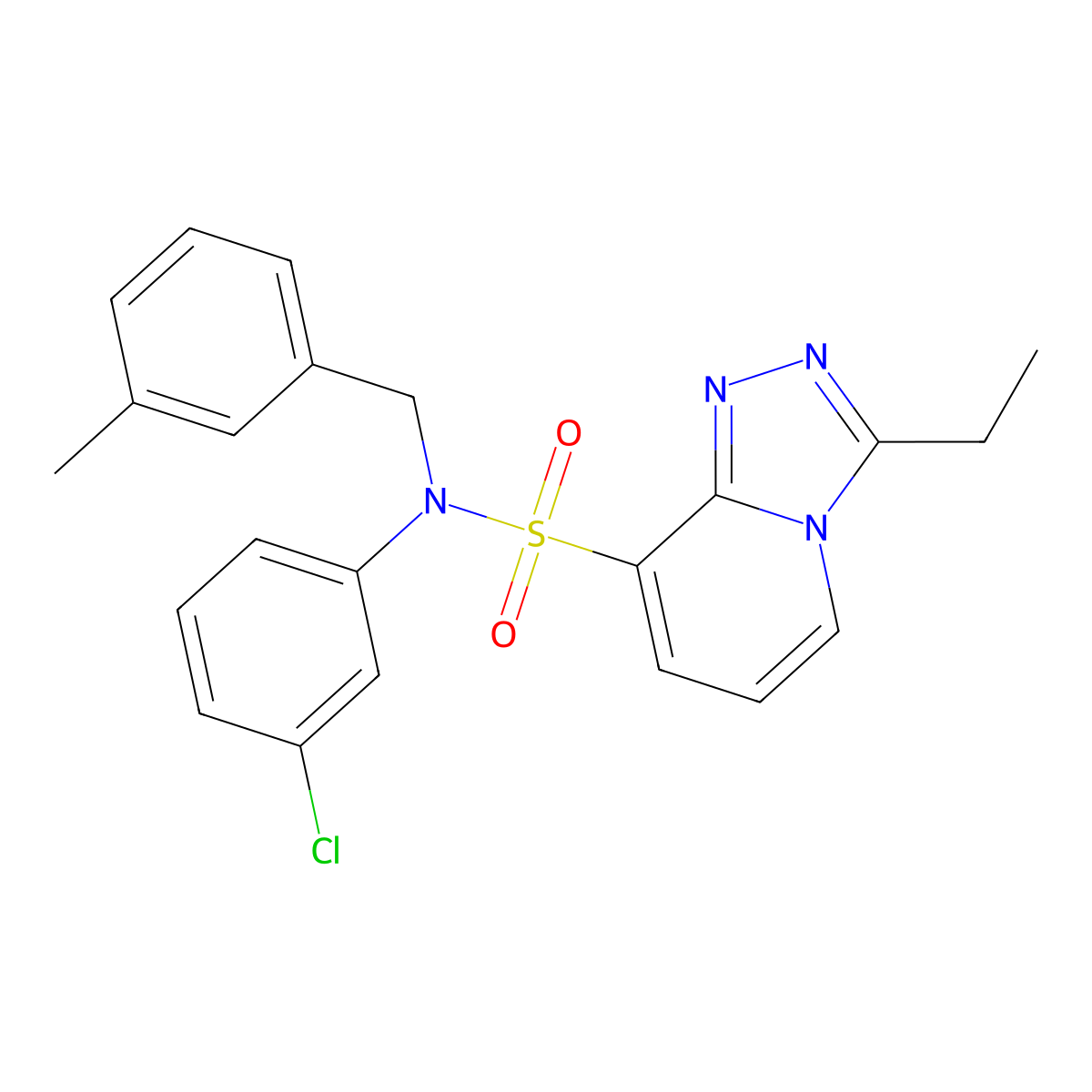 N-(3-chlorophenyl)-3-ethyl-N-[(3-methylphenyl)methyl]-[1,2,4]triazolo[4,3-a]pyridine-8-sulfonamide molecular structure, CAS 1251704-09-2