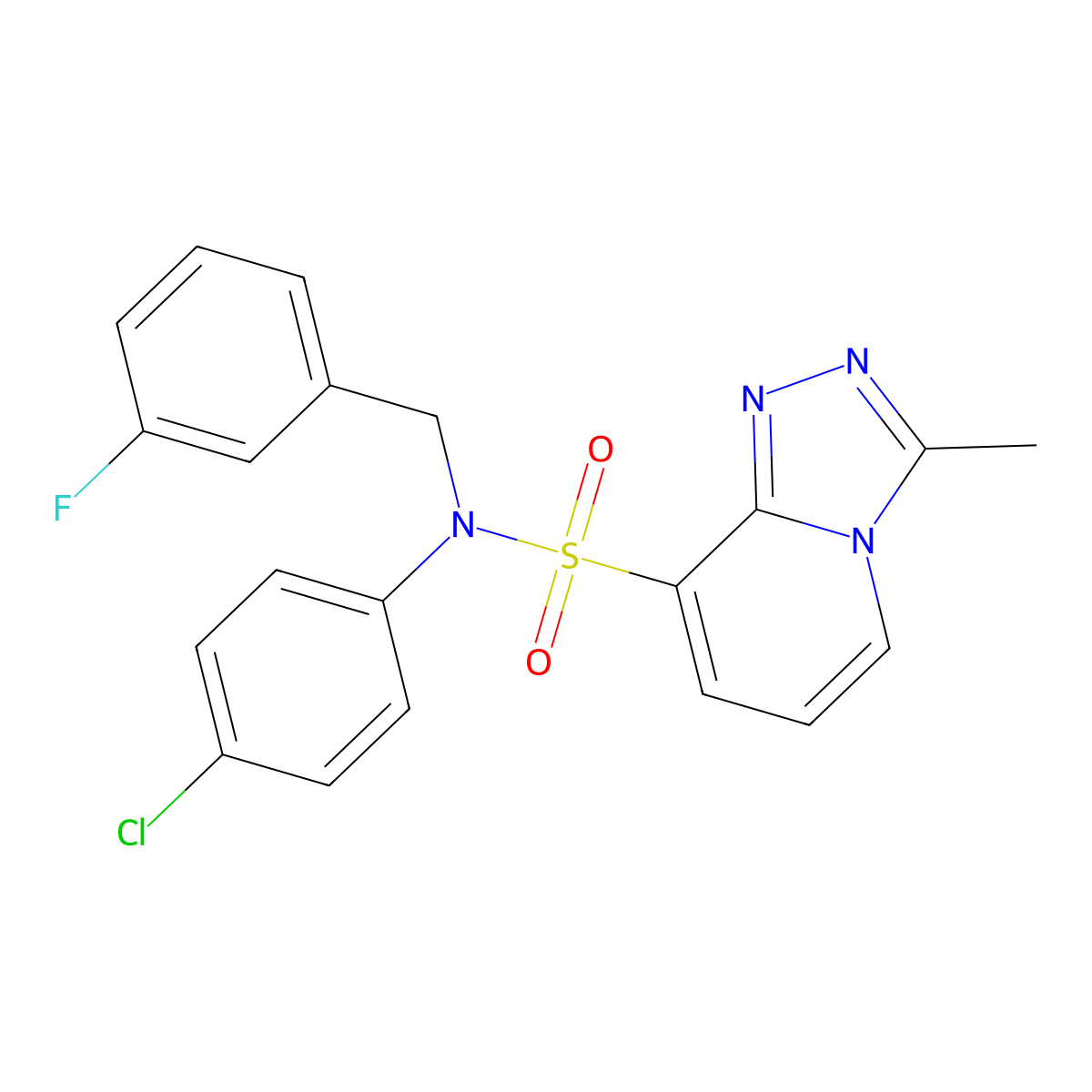 N-(4-chlorophenyl)-N-[(3-fluorophenyl)methyl]-3-methyl-[1,2,4]triazolo[4,3-a]pyridine-8-sulfonamide molecular structure, CAS 1251704-11-6