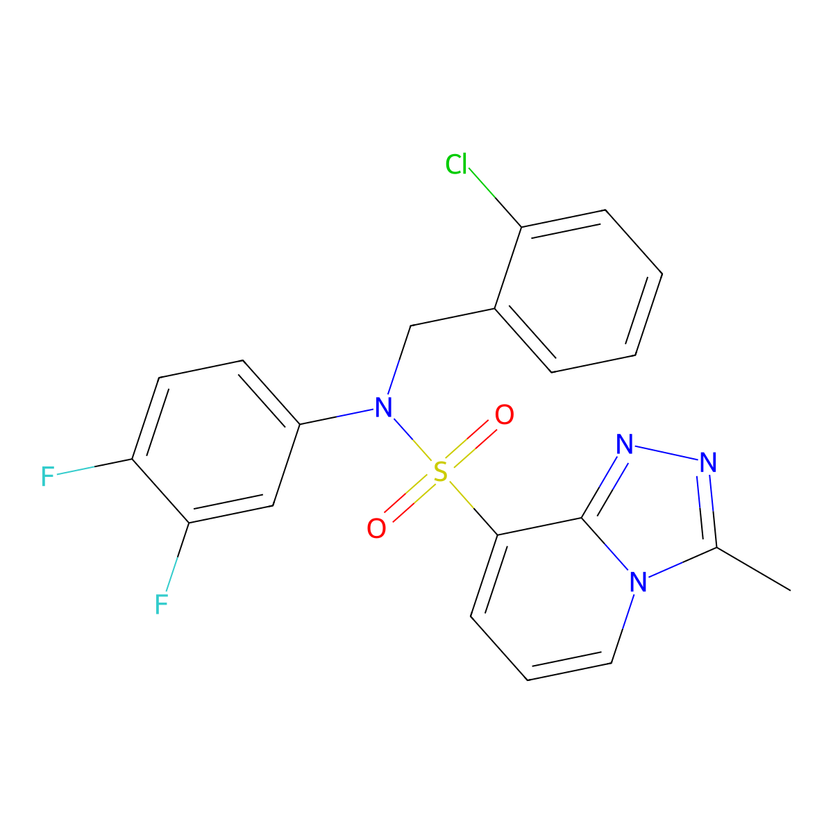 N-[(2-chlorophenyl)methyl]-N-(3,4-difluorophenyl)-3-methyl-[1,2,4]triazolo[4,3-a]pyridine-8-sulfonamide molecular structure, CAS 1251704-12-7