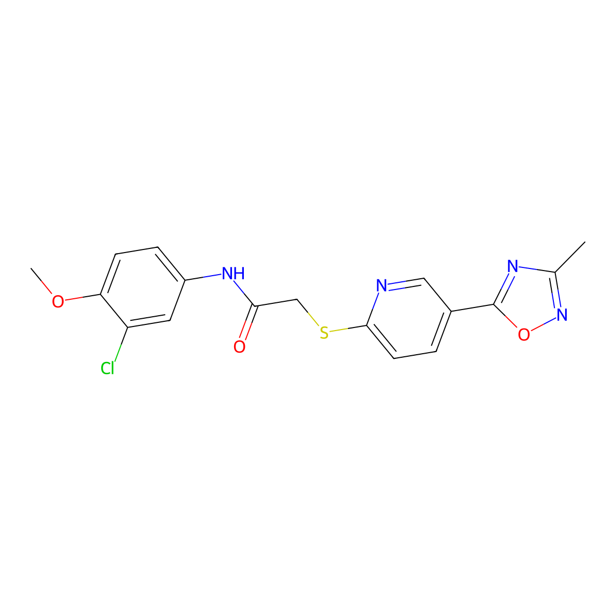 N-(3-chloro-4-methoxyphenyl)-2-((5-(3-methyl-1,2,4-oxadiazol-5-yl)pyridin-2-yl)thio)acetamide molecular structure, CAS 1251704-22-9