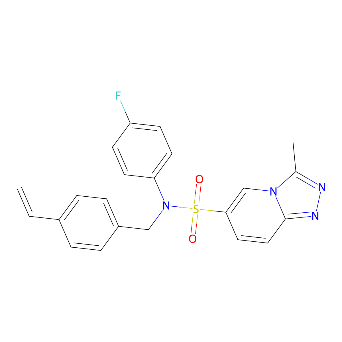 N-[(4-ethenylphenyl)methyl]-N-(4-fluorophenyl)-3-methyl-[1,2,4]triazolo[4,3-a]pyridine-6-sulfonamide molecular structure, CAS 1251704-30-9