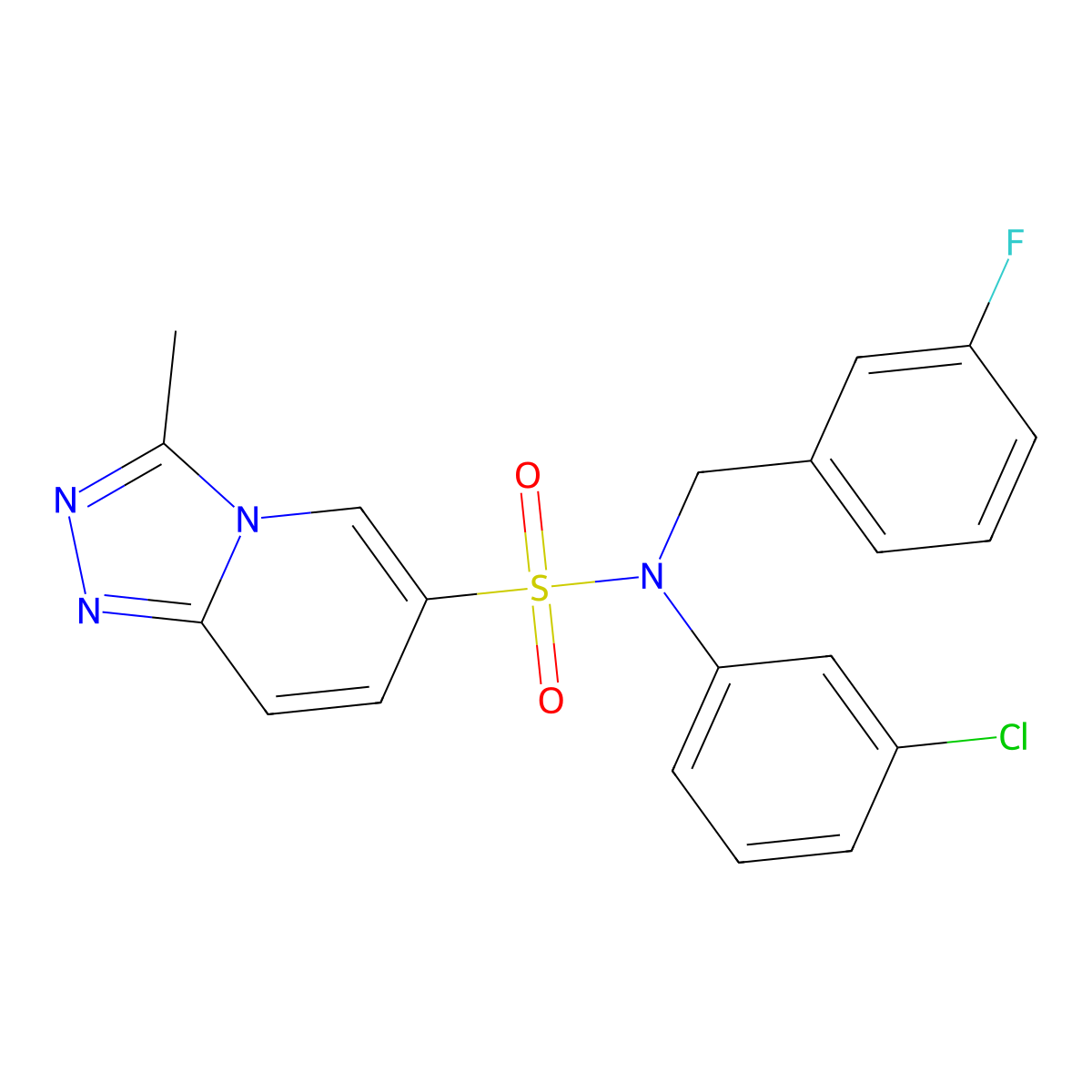 N-(3-chlorophenyl)-N-[(3-fluorophenyl)methyl]-3-methyl-[1,2,4]triazolo[4,3-a]pyridine-6-sulfonamide molecular structure, CAS 1251704-34-3