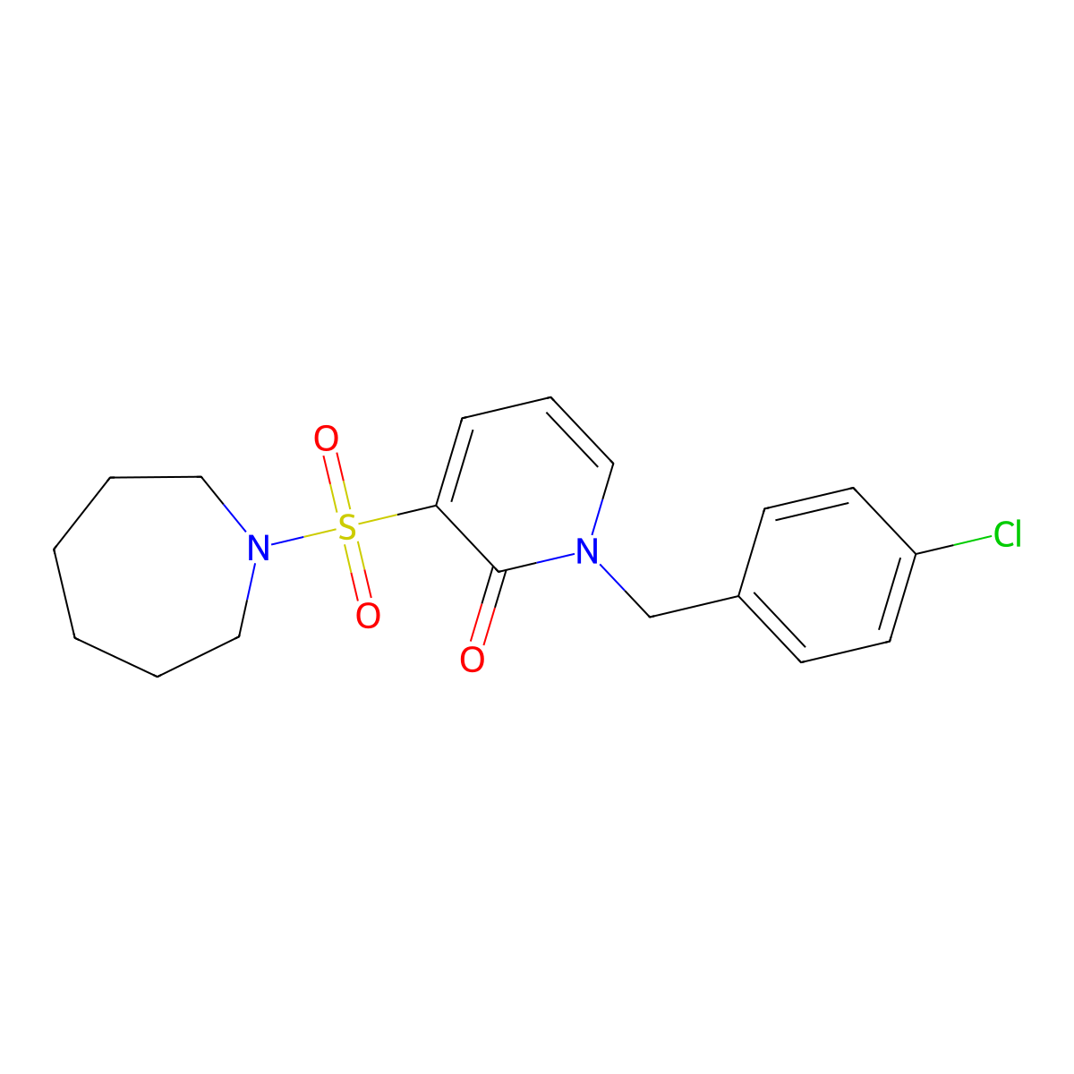 3-(azepan-1-ylsulfonyl)-1-(4-chlorobenzyl)pyridin-2(1H)-one molecular structure, CAS 1251704-37-6