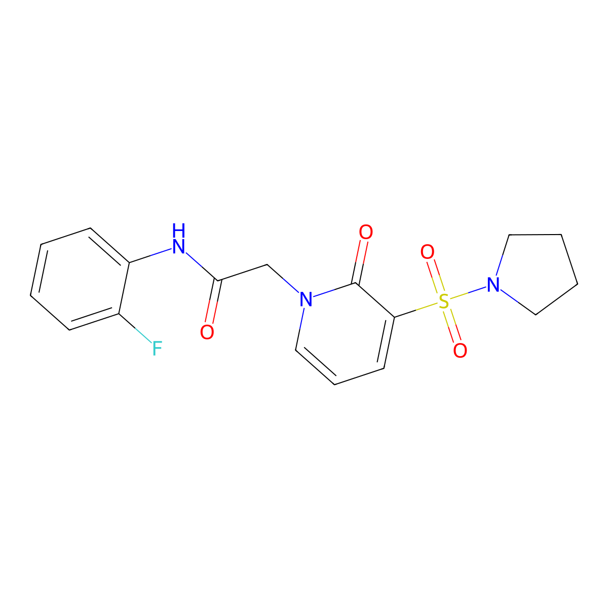 N-(2-fluorophenyl)-2-(2-oxo-3-(pyrrolidin-1-ylsulfonyl)pyridin-1(2H)-yl)acetamide molecular structure, CAS 1251704-39-8