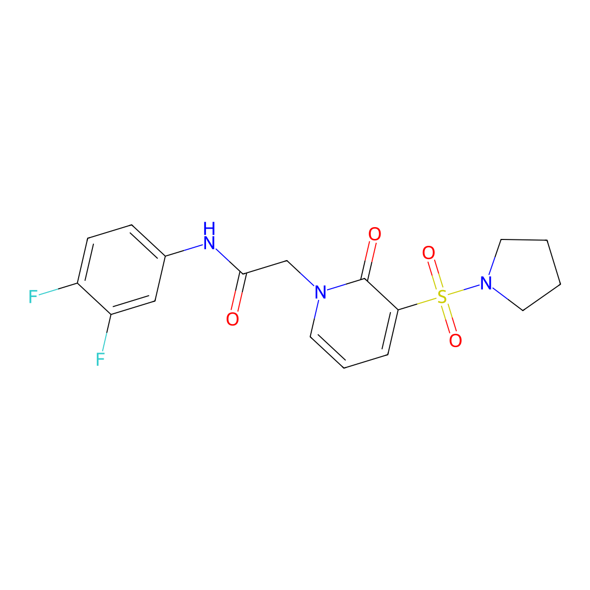 N-(3,4-difluorophenyl)-2-(2-oxo-3-(pyrrolidin-1-ylsulfonyl)pyridin-1(2H)-yl)acetamide molecular structure, CAS 1251704-40-1