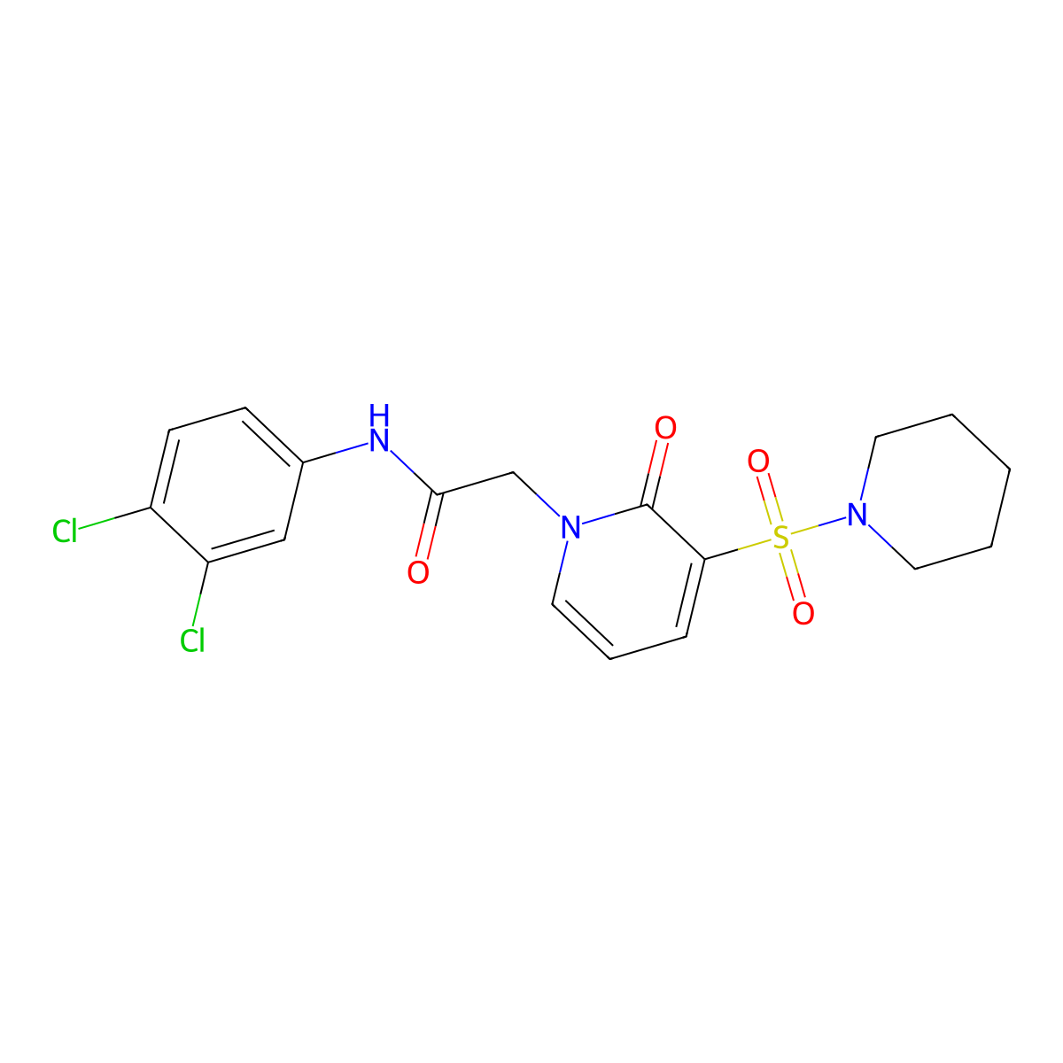 N-(3,4-dichlorophenyl)-2-(2-oxo-3-(piperidin-1-ylsulfonyl)pyridin-1(2H)-yl)acetamide molecular structure, CAS 1251704-44-5