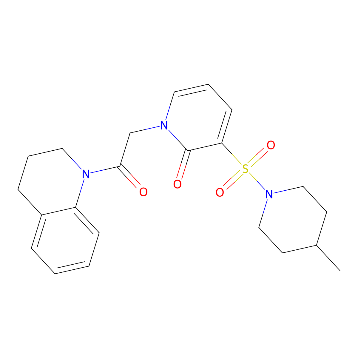 1-(2-(3,4-dihydroquinolin-1(2H)-yl)-2-oxoethyl)-3-((4-methylpiperidin-1-yl)sulfonyl)pyridin-2(1H)-one molecular structure, CAS 1251704-45-6