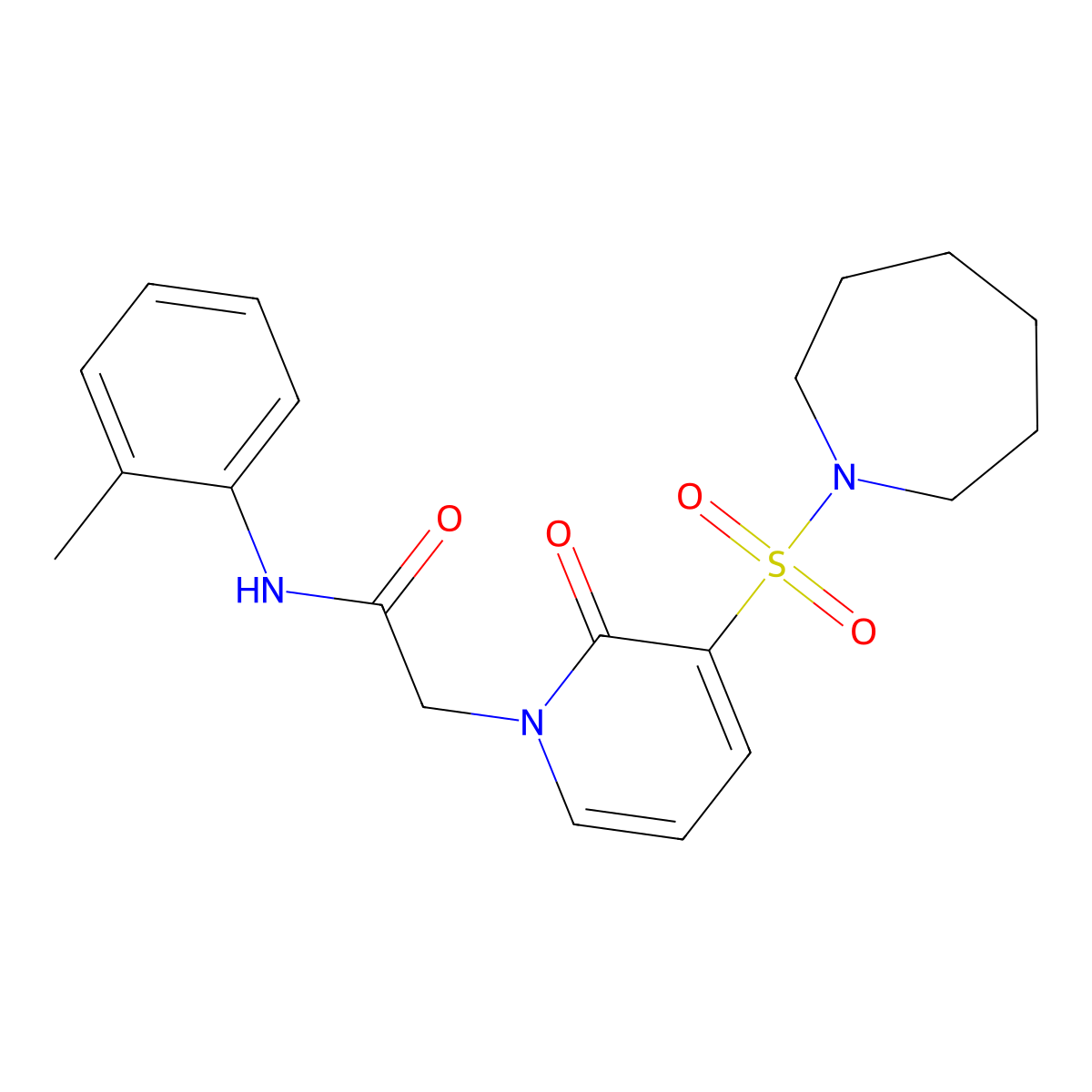 2-[3-(azepane-1-sulfonyl)-2-oxo-1,2-dihydropyridin-1-yl]-N-(2-methylphenyl)acetamide molecular structure, CAS 1251704-46-7