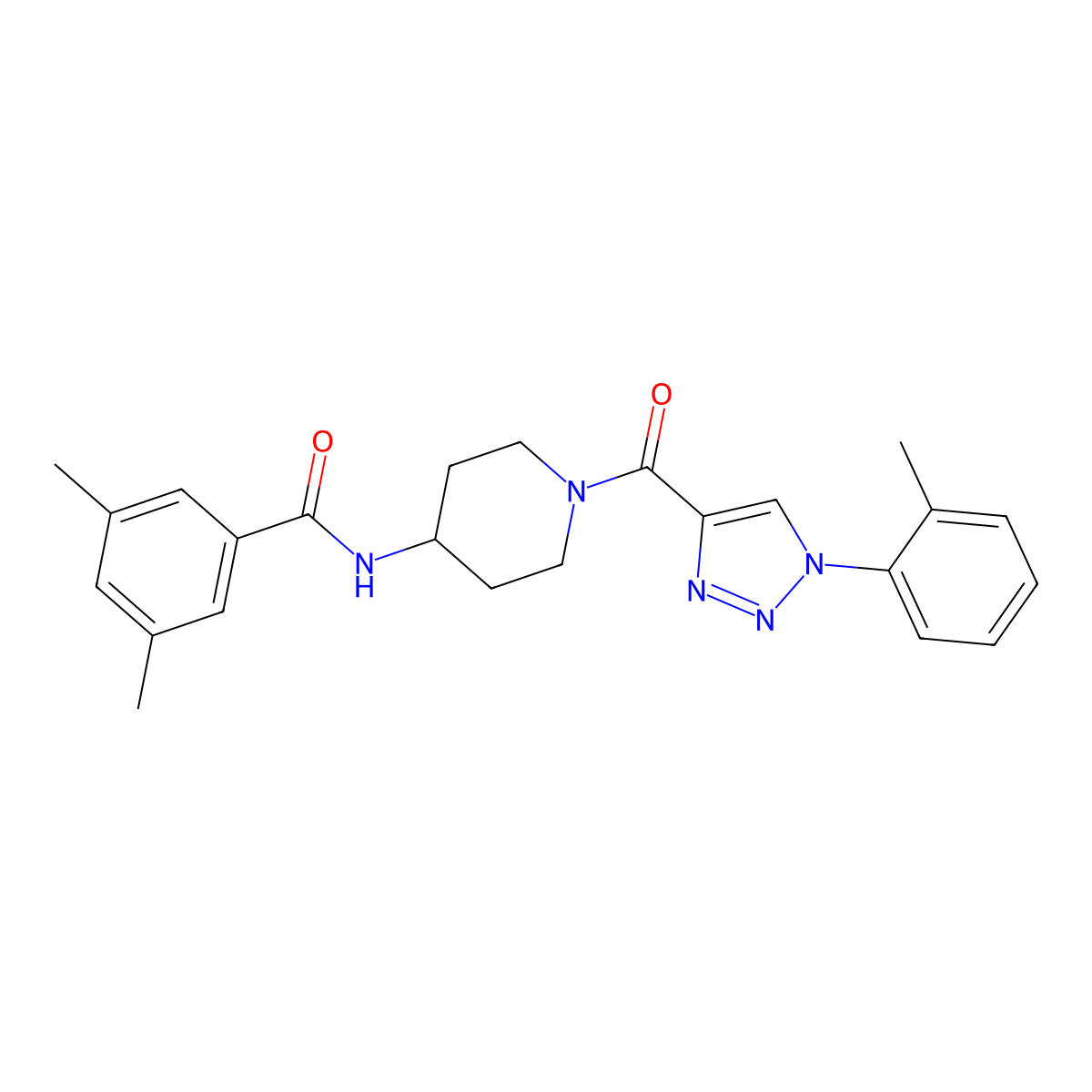 3,5-dimethyl-N-(1-(1-(o-tolyl)-1H-1,2,3-triazole-4-carbonyl)piperidin-4-yl)benzamide molecular structure, CAS 1251704-51-4