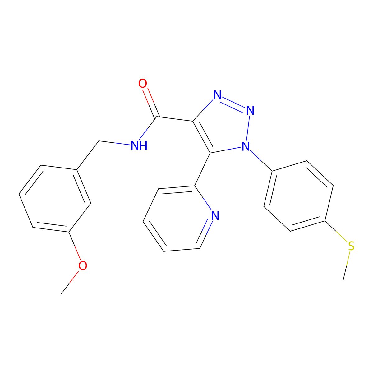 N-(3-methoxybenzyl)-1-(4-(methylthio)phenyl)-5-(pyridin-2-yl)-1H-1,2,3-triazole-4-carboxamide molecular structure, CAS 1251704-63-8