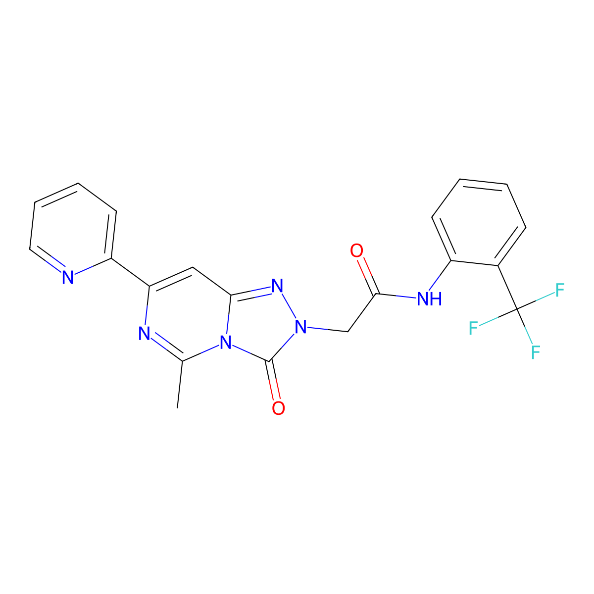 2-[5-methyl-3-oxo-7-(pyridin-2-yl)-2H,3H-[1,2,4]triazolo[4,3-c]pyrimidin-2-yl]-N-[2-(trifluoromethyl)phenyl]acetamide molecular structure, CAS 1251704-71-8