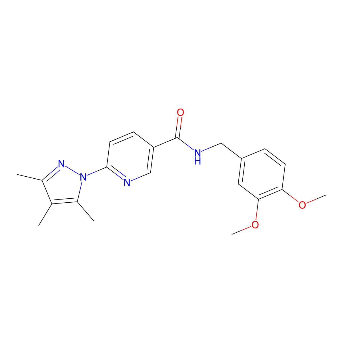 N-(3,4-dimethoxybenzyl)-6-(3,4,5-trimethyl-1H-pyrazol-1-yl)nicotinamide molecular structure, CAS 1251704-75-2